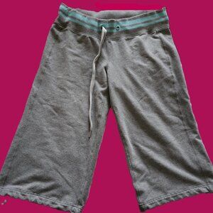 grey vintage Capri yoga pant with adjustable drawstring on the ends